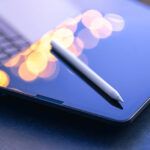 freepik digital tablet stylus pen laptop desktop close up